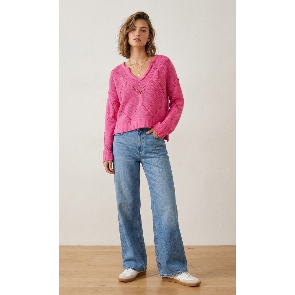 Pilcro Anthropologie 100% Cashmere Women Small Pink Sweater Knit Pink Boho